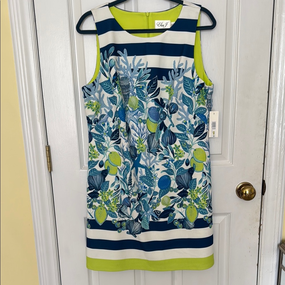 Eliza J Blue and Green Floral Dress